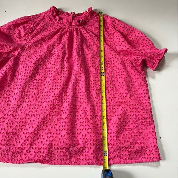 J.Crew *PINK* Smocked puff-sleeve top in eyelet 2x - Picture 12 of 13